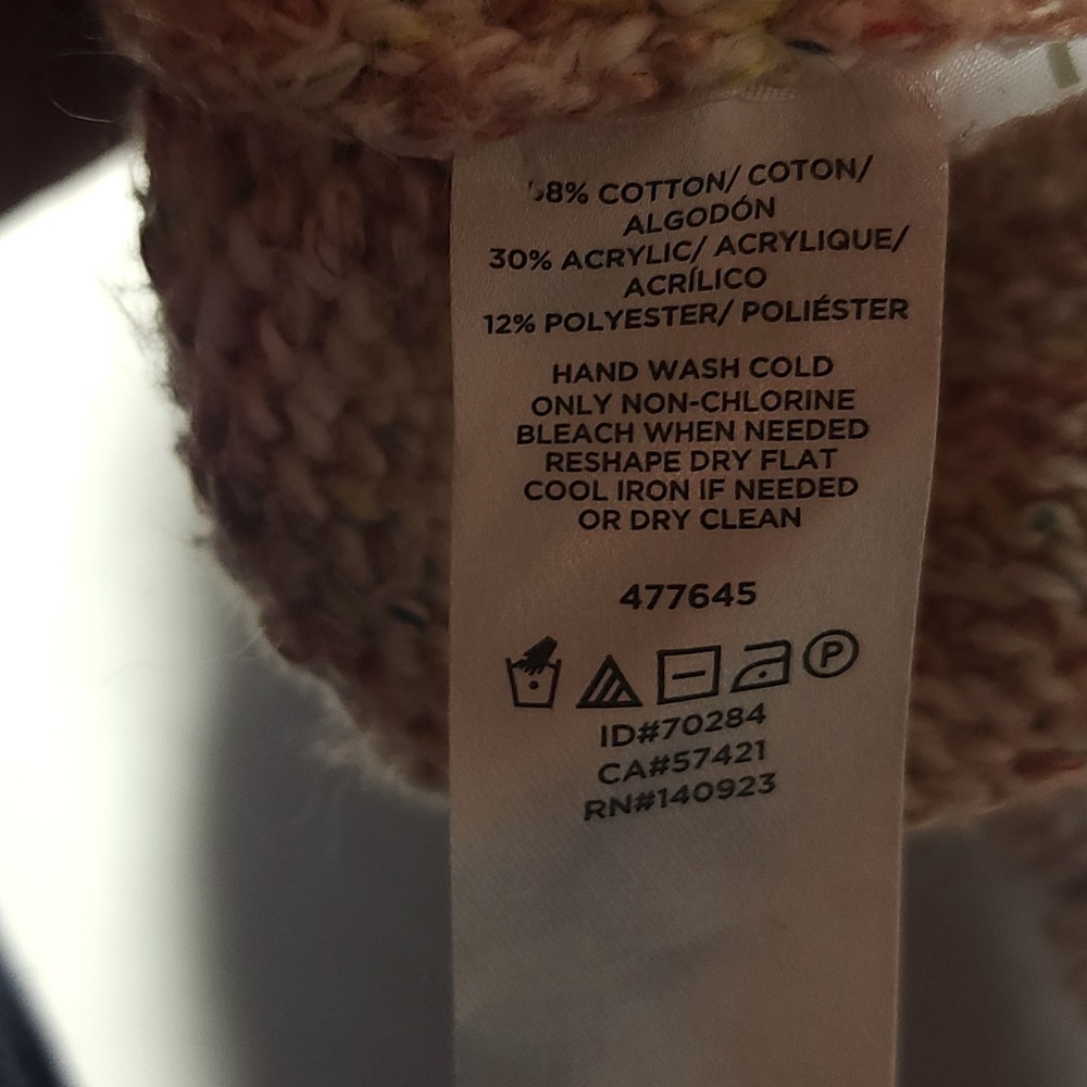 LOFT V-Neck Sweater Women M Medium Pink Beige Marled Knit Cotton Blend Soft L/S - Picture 4 of 5